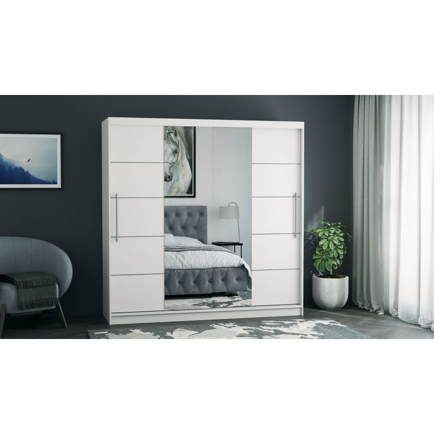 Dressing Sara, cu oglinda, 200x200x60 cm, Alb