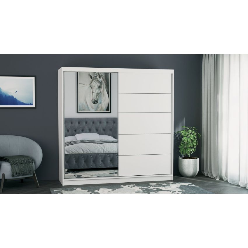 Dressing Ina, cu oglinda, 150x200x60 cm, Alb