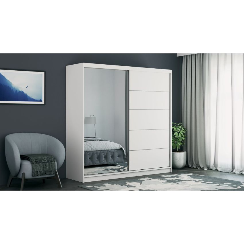 Dressing Ina, cu oglinda, 150x200x60 cm, Alb