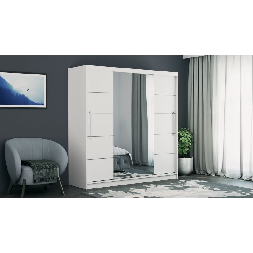 Dressing Sara, cu oglinda, 200x200x60 cm, Alb