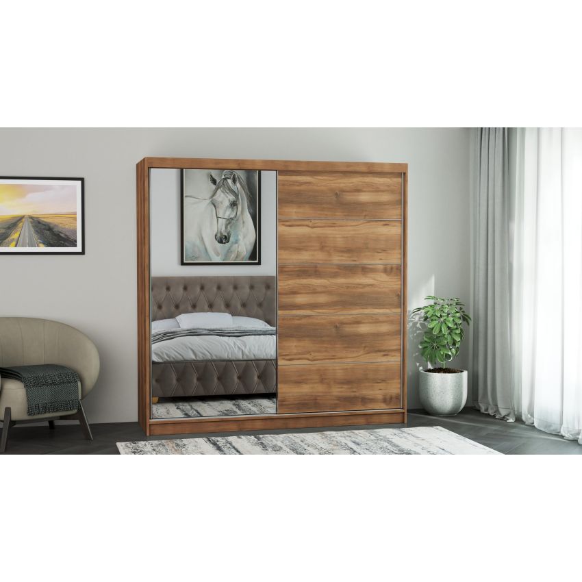 Dressing Ina, cu oglinda, 150x200x60 cm, Nuc