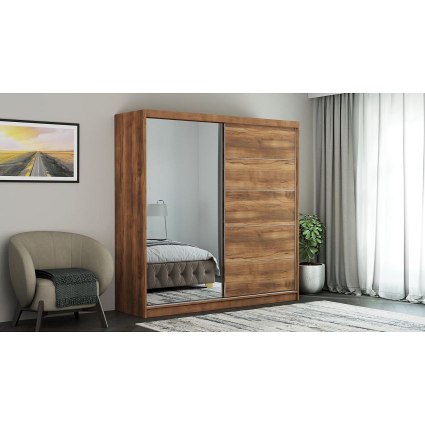 Dressing Ina, cu oglinda, 150x200x60 cm, Nuc