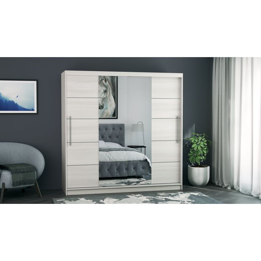 Dressing Sara, cu oglinda, 200x200x60 cm, Pin
