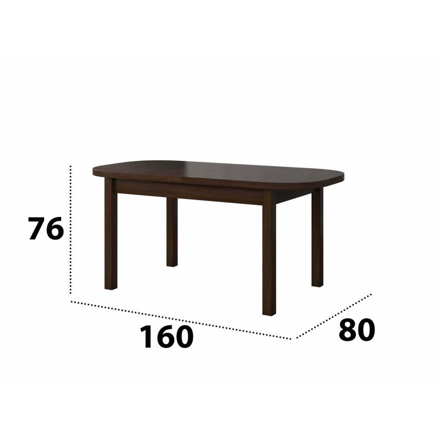 Set masa extensibila 160x200cm MB-12 Venus1 cu 6 scaune tapitate Roma 4 O 25b, nuc, lemn masiv de fag, stofa
