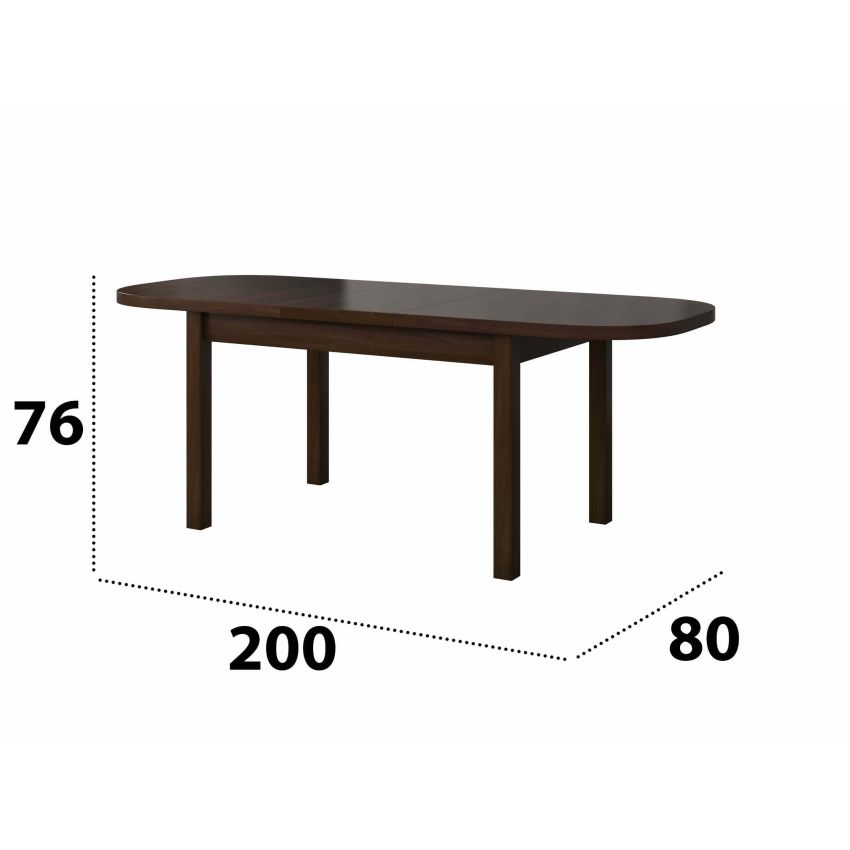 Set masa extensibila 160x200cm MB-12 Venus1 cu 6 scaune tapitate Roma 4 O 25b, nuc, lemn masiv de fag, stofa
