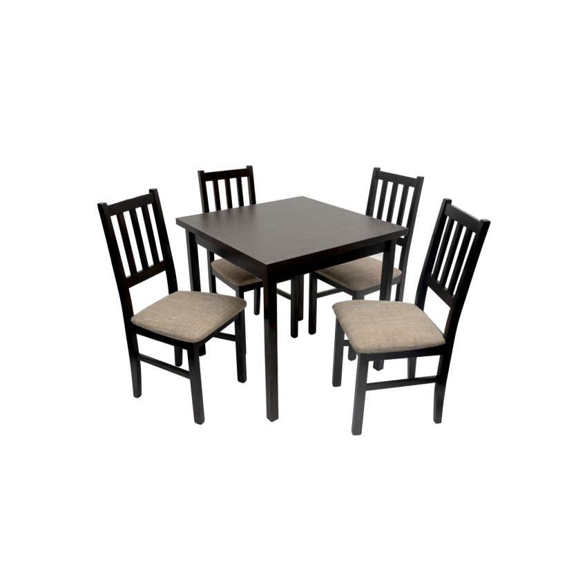 Set masa 80 cm, MB-13 max9 cu 4 scaune S-38 boss4 w2, wenge, lemn masiv de fag, stofa