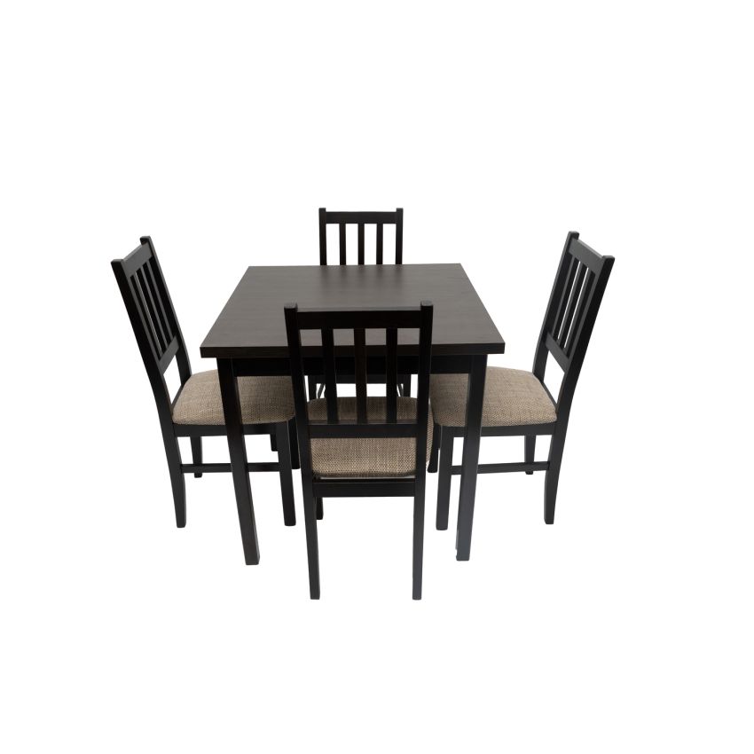 Set masa 80 cm, MB-13 max9 cu 4 scaune S-38 boss4 w2, wenge, lemn masiv de fag, stofa