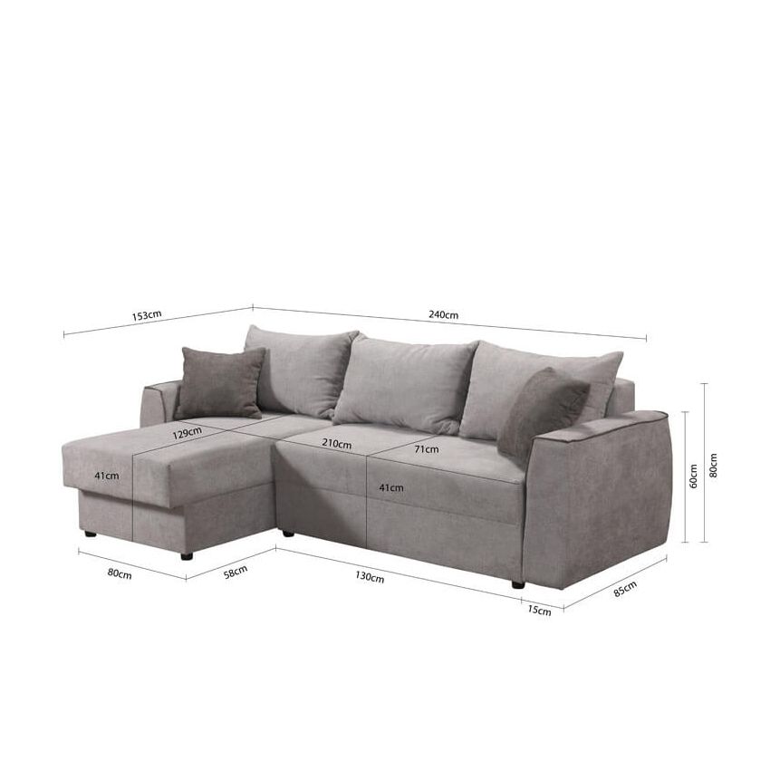 Coltar extensibil Nice, cu spatiu depozitare, gri