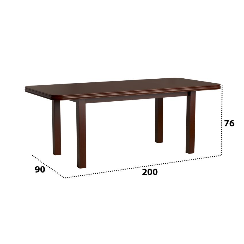 Set masa extensibila 160/200x90 cm MB-13 Venus5 cu 8 scaune tapitate Roma4 O 25b, nuc, lemn masiv de fag, MDF, stofa