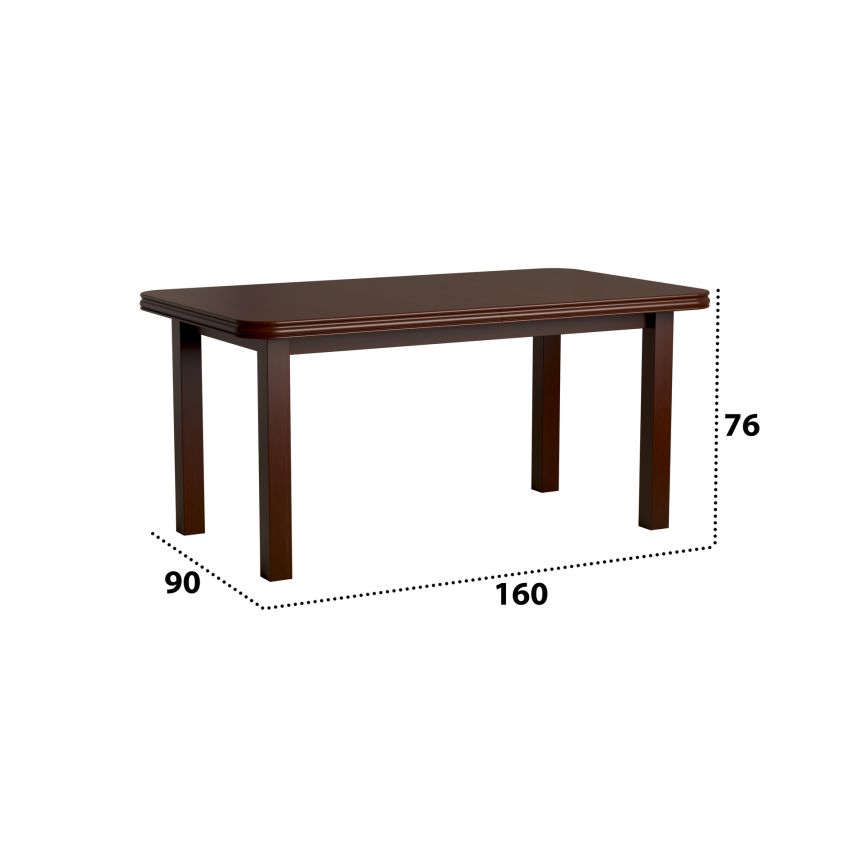 Set masa extensibila 160/200x90 cm MB-13 Venus5 cu 8 scaune tapitate Roma4 O 25b, nuc, lemn masiv de fag, MDF, stofa