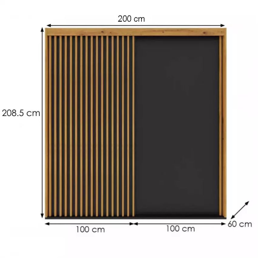 Dressing Nairobi, negru / artisan, 200 cm