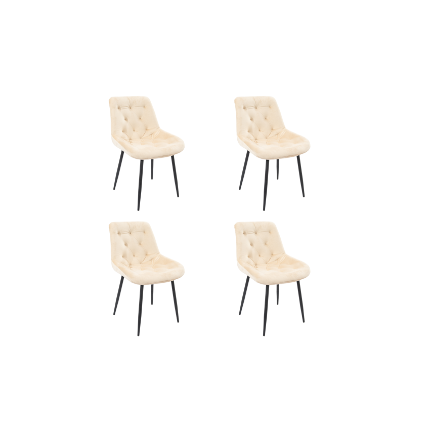 Set 4 Scaune Bucatarie Tapitat S-212, Stofa, Bej