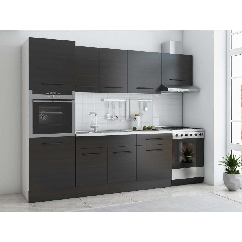 Bucatarie Sofia 260 cm, Alb, Blat termic alb, Corp cuptor incorporabil