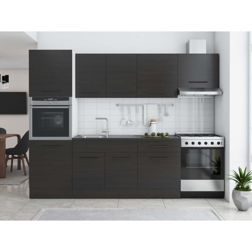 Bucatarie sofia 260 cm, wenge, blat termic wenge, corp cuptor incorporabil