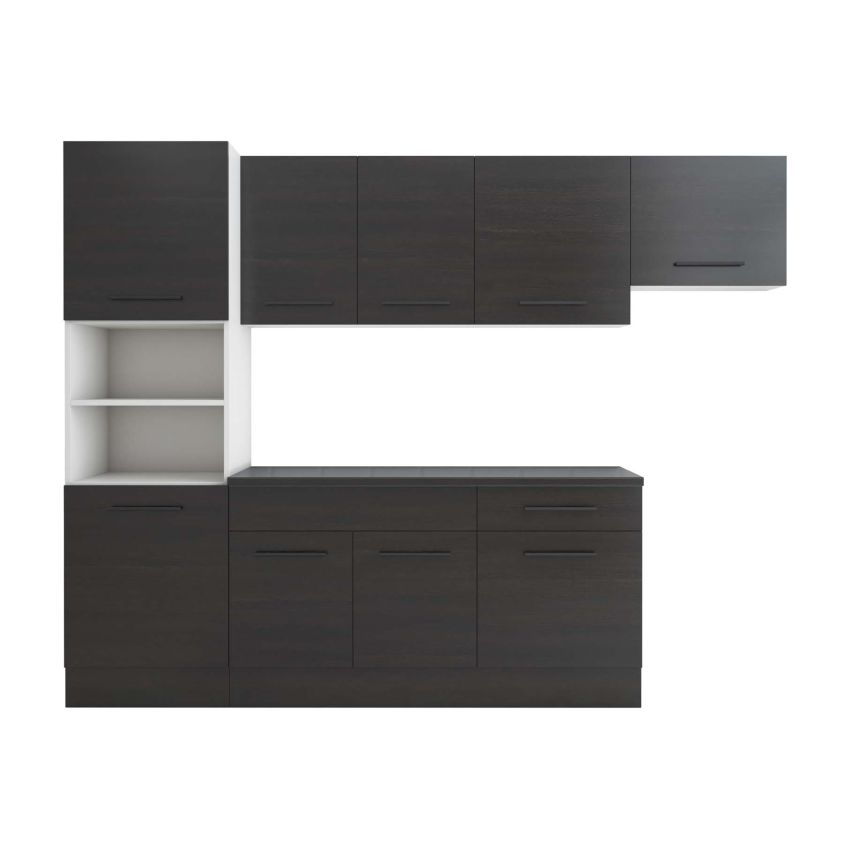 Bucatarie sofia 260 cm, wenge, blat termic wenge, corp cuptor incorporabil