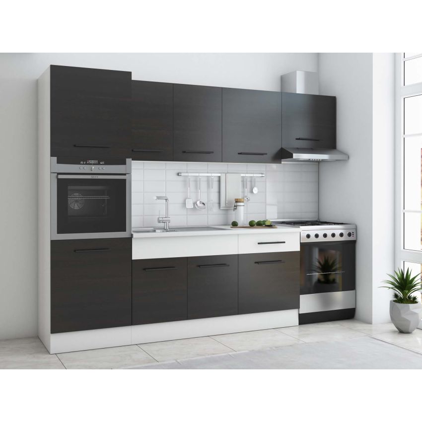 Bucatarie Sofia 260 cm, Alb, Blat termic alb, Corp cuptor incorporabil