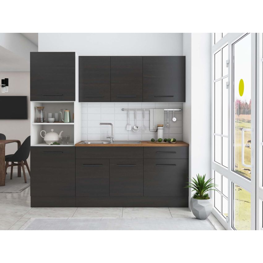 Bucatarie Sofia 200 cm, Alb, Blat termic nuc, Corp cuptor incorporabil