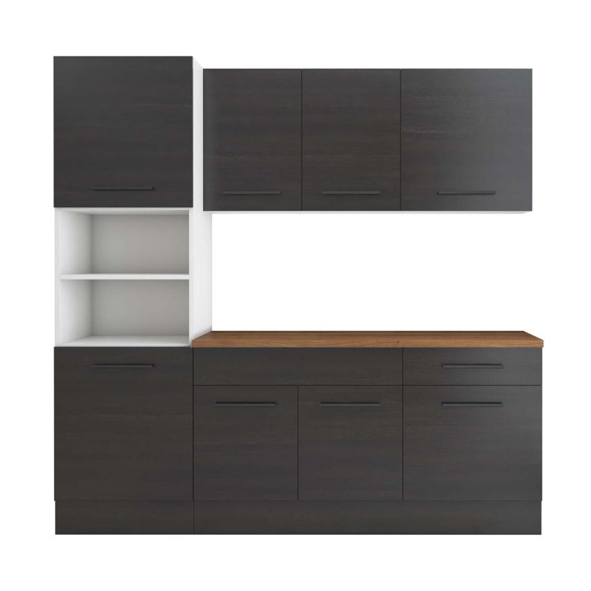 Bucatarie Sofia 200 cm, Wenge, Blat termic nuc, Corp cuptor incorporabil