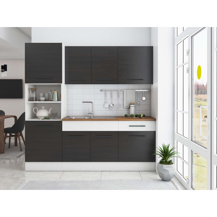 Bucatarie Sofia 200 cm, Alb, Blat termic nuc, Corp cuptor incorporabil