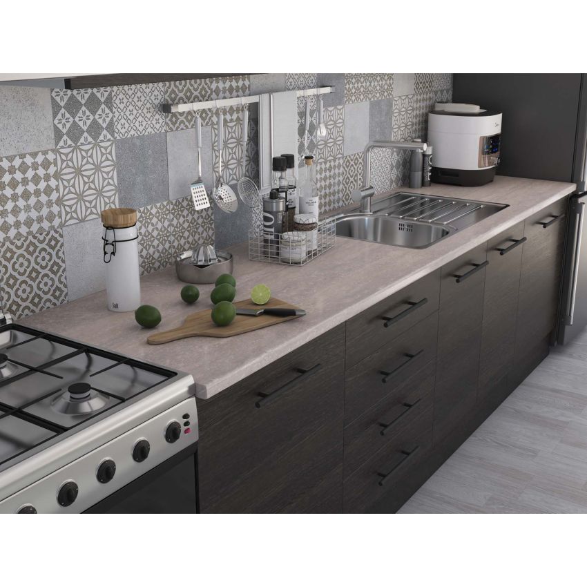 Bucatarie Alfa 320, wenge, blat termic travertin, corp hota