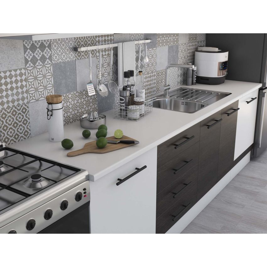 Bucatarie Alfa 320, wenge/alb, blat termic alb, corp hota