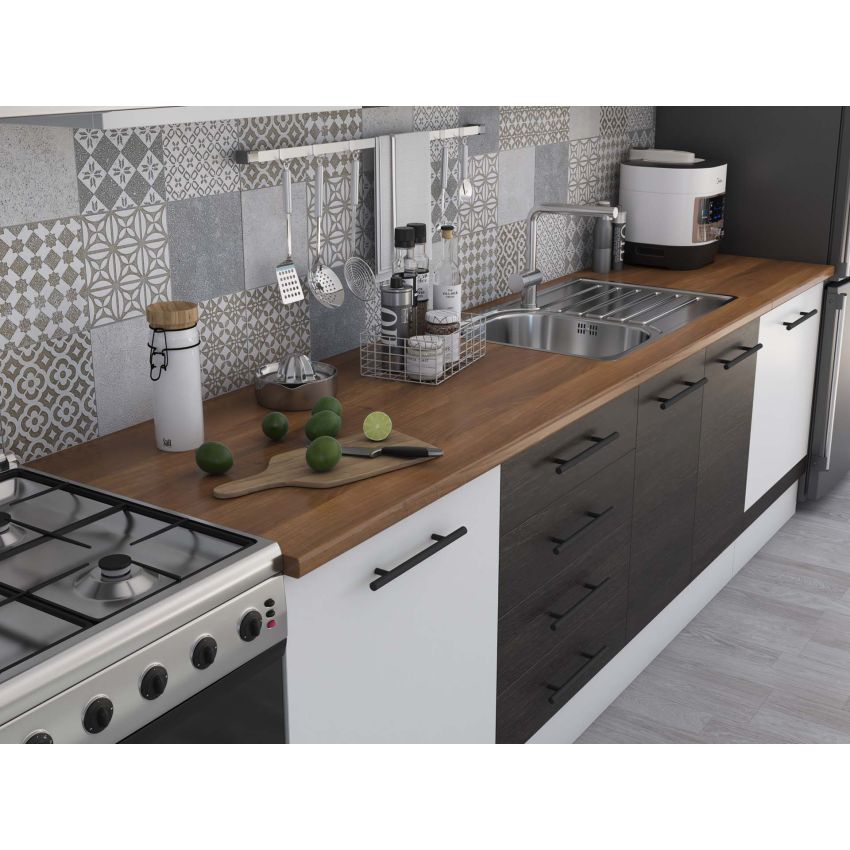 Bucatarie Alfa 320, wenge/alb, blat termic nuc, corp hota