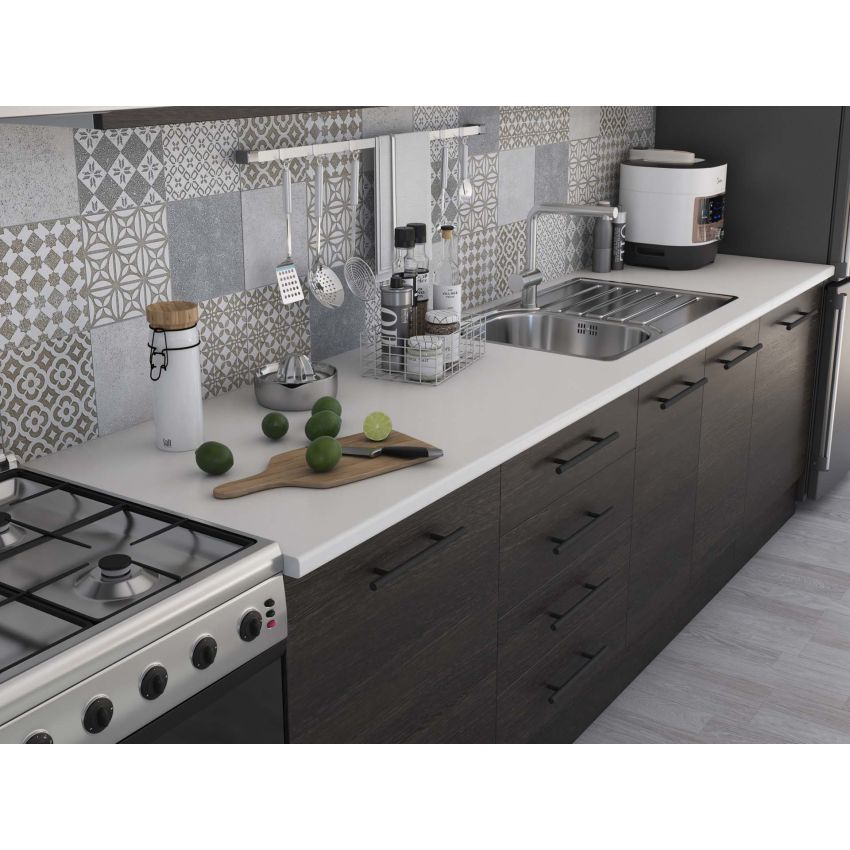 Bucatarie Alfa 320, wenge, blat termic alb, corp hota