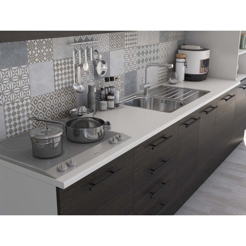 Bucatarie Alfa 320, wenge, blat termic alb, corp pentru cuptor incorporabil