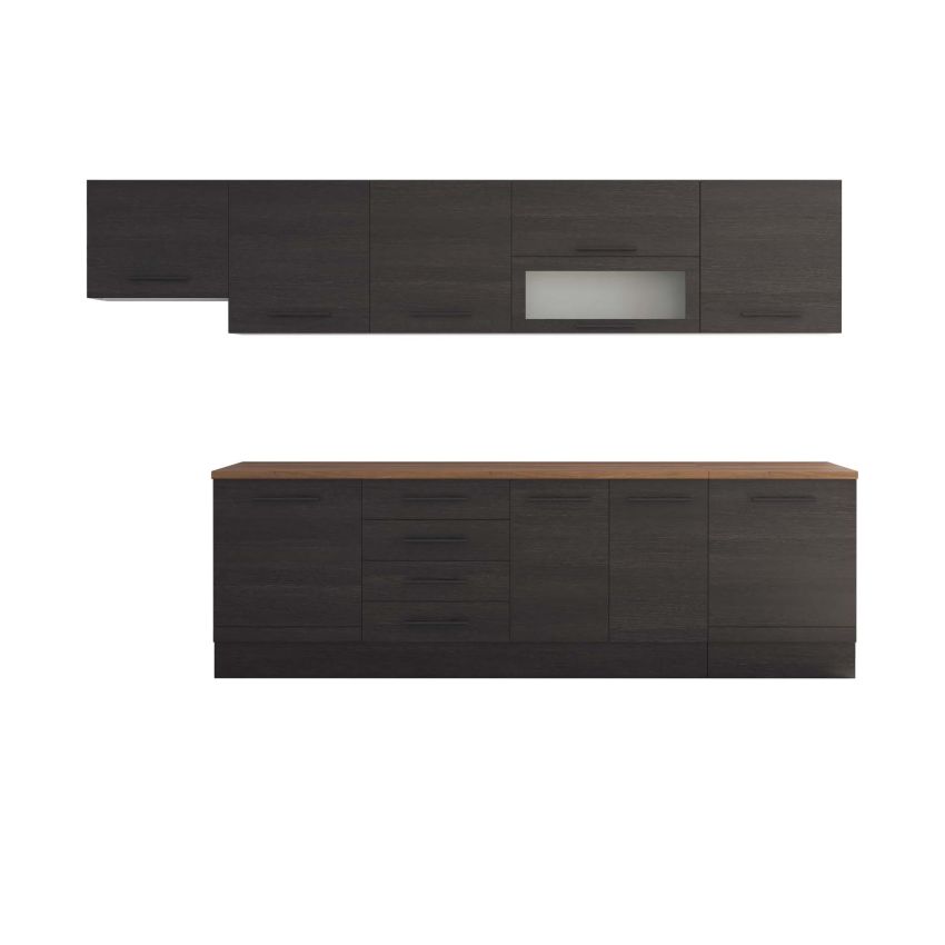 Bucatarie Alfa 320, wenge, blat termic nuc, corp hota