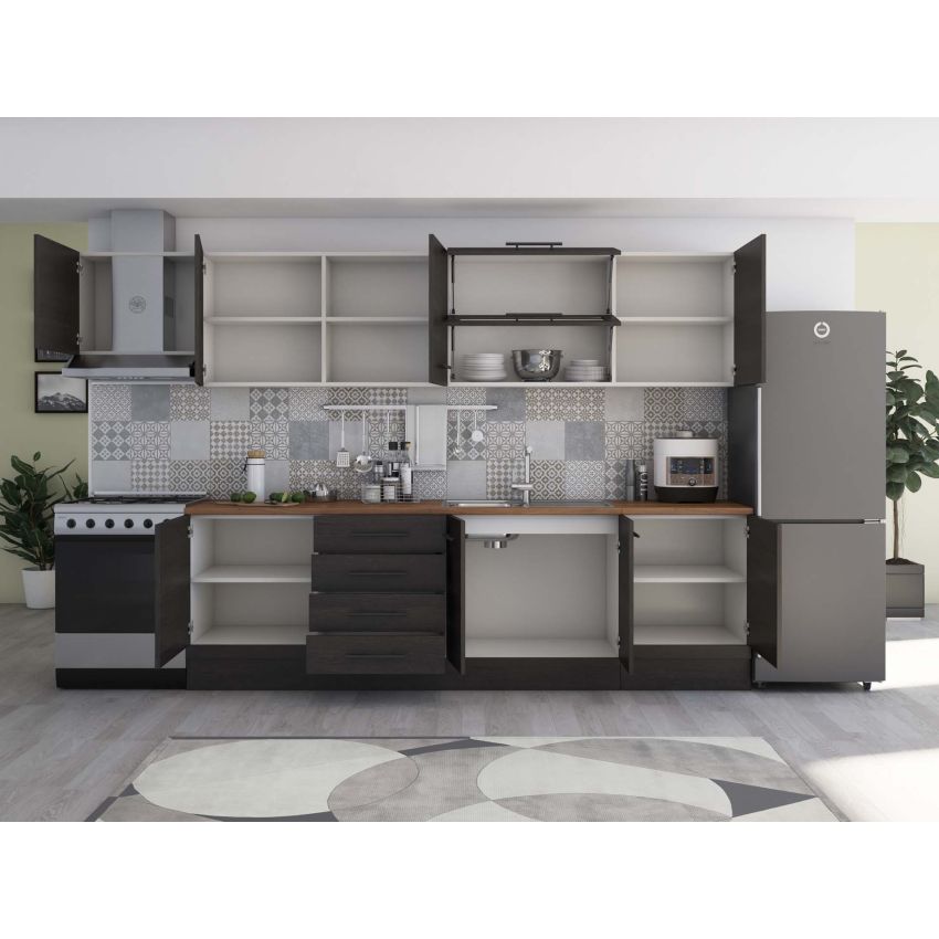 Bucatarie Alfa 320, wenge, blat termic nuc, corp hota