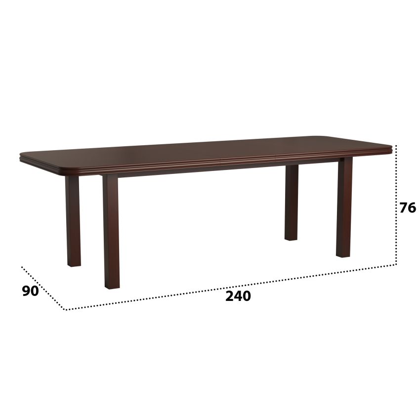 Set masa extensibila 160/240x90 cm MB-13 Venus5l cu 10 scaune tapitate Roma4 O 25b, nuc, lemn masiv de fag, MDF, stofa