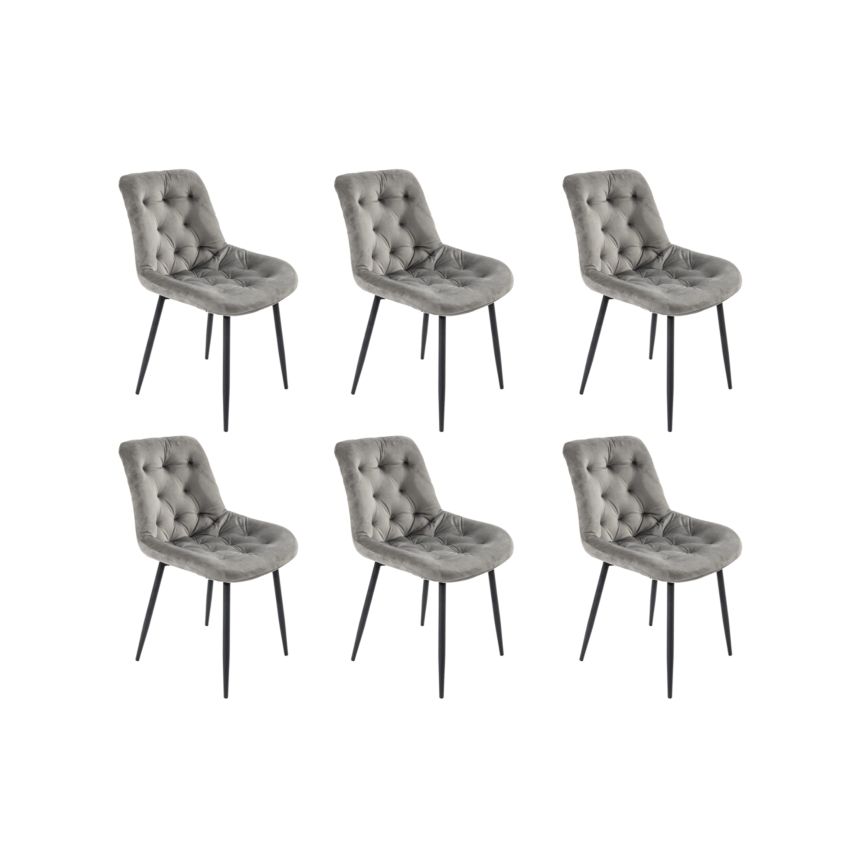Set 6 Scaune Bucatarie Tapitat S-212, Stofa, Gri