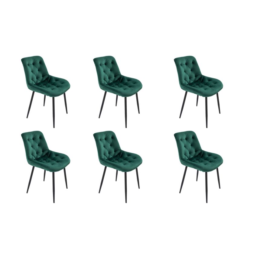 Set 6 scaune bucatarie tapitat S-212, Stofa, Verde