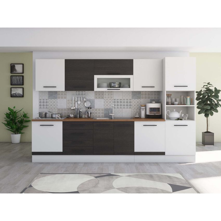 Bucatarie Alfa 320, wenge, blat termic nuc, corp pentru cuptor incorporabil
