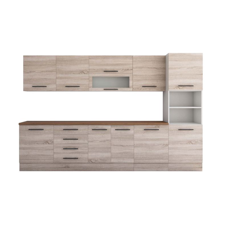 Bucatarie Alfa 320, sonoma, blat termic nuc, corp pentru cuptor incorporabil