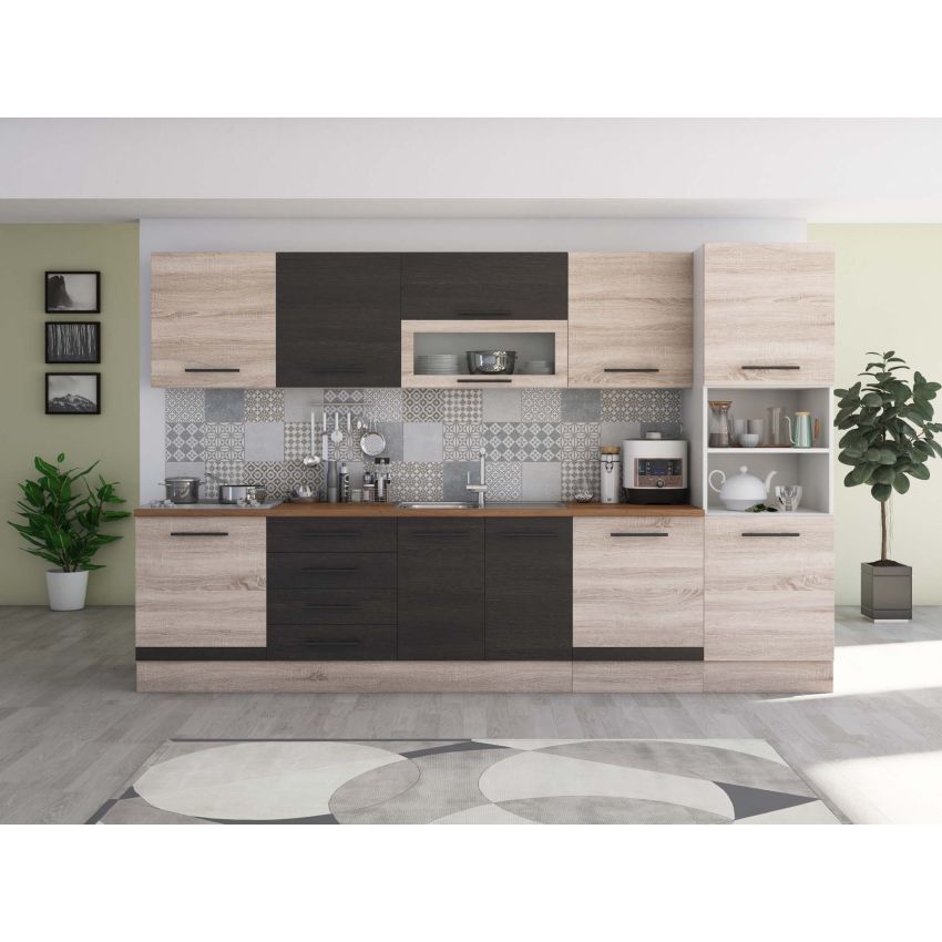 Bucatarie Alfa 320, wenge, blat termic nuc, corp pentru cuptor incorporabil