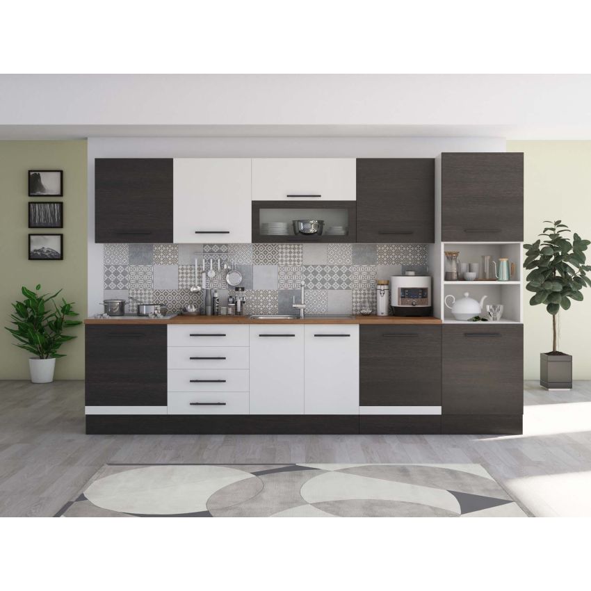 Bucatarie Alfa 320, alb, blat termic nuc, corp pentru cuptor incorporabil