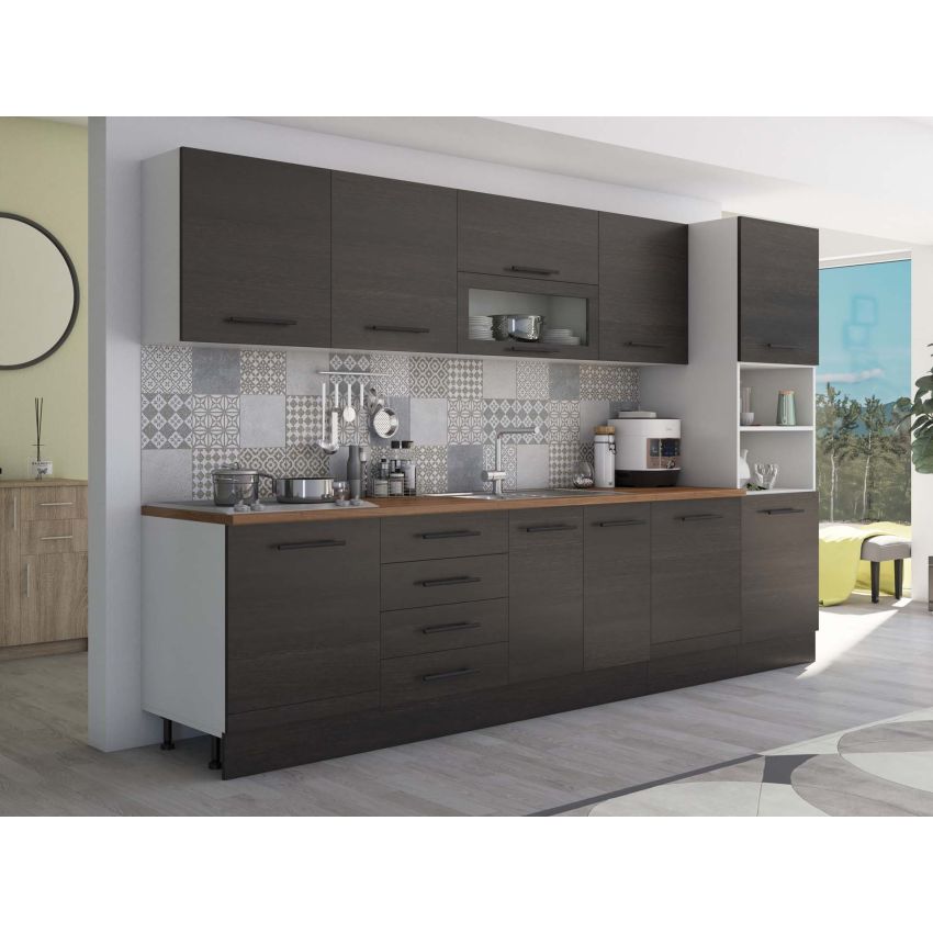 Bucatarie Alfa 320, wenge, blat termic nuc, corp pentru cuptor incorporabil