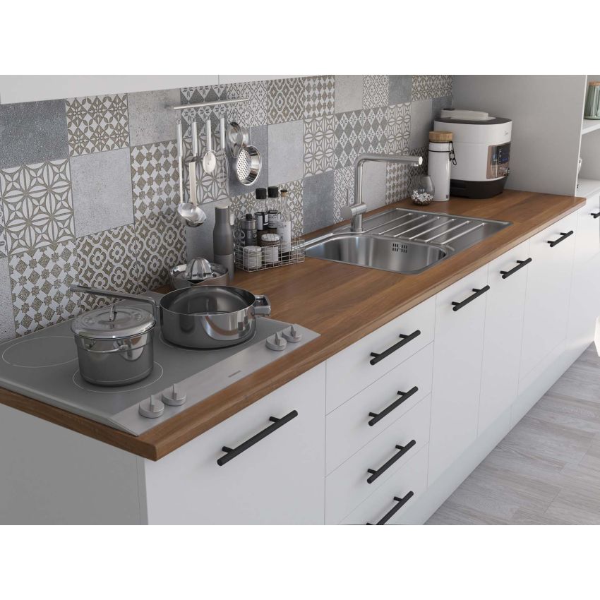 Bucatarie Alfa 320, alb, blat termic nuc, corp pentru cuptor incorporabil
