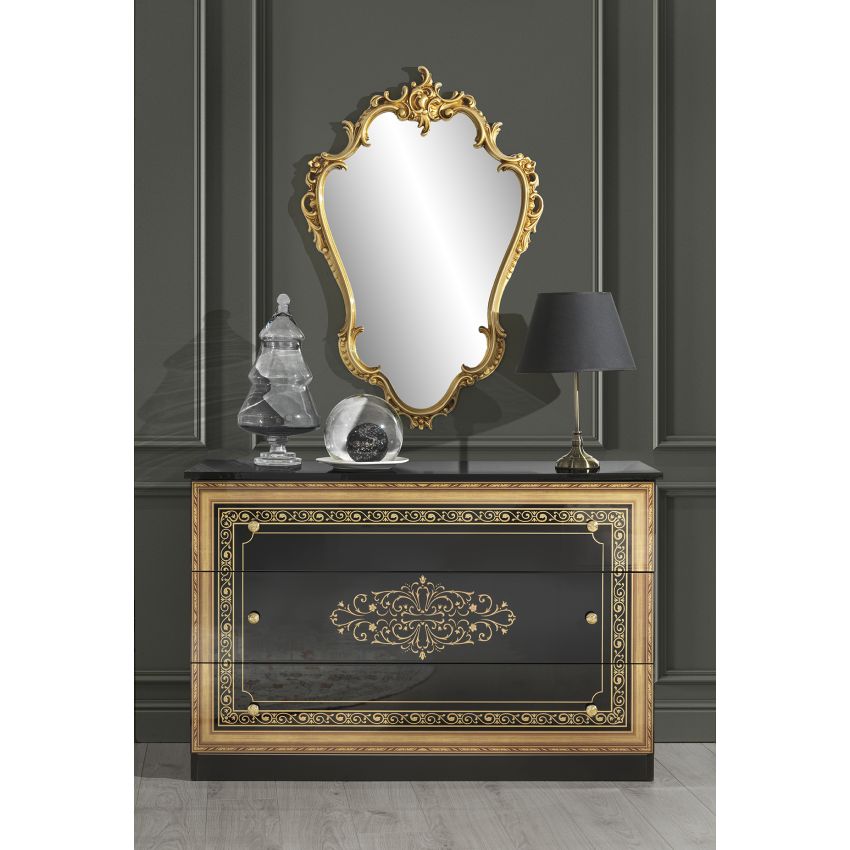 Dormitor Anette, 160x200 cm, 6a, negru/auriu