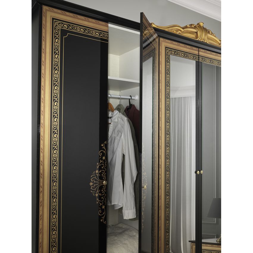 Dormitor Anette, 160x200 cm, 6a, negru/auriu