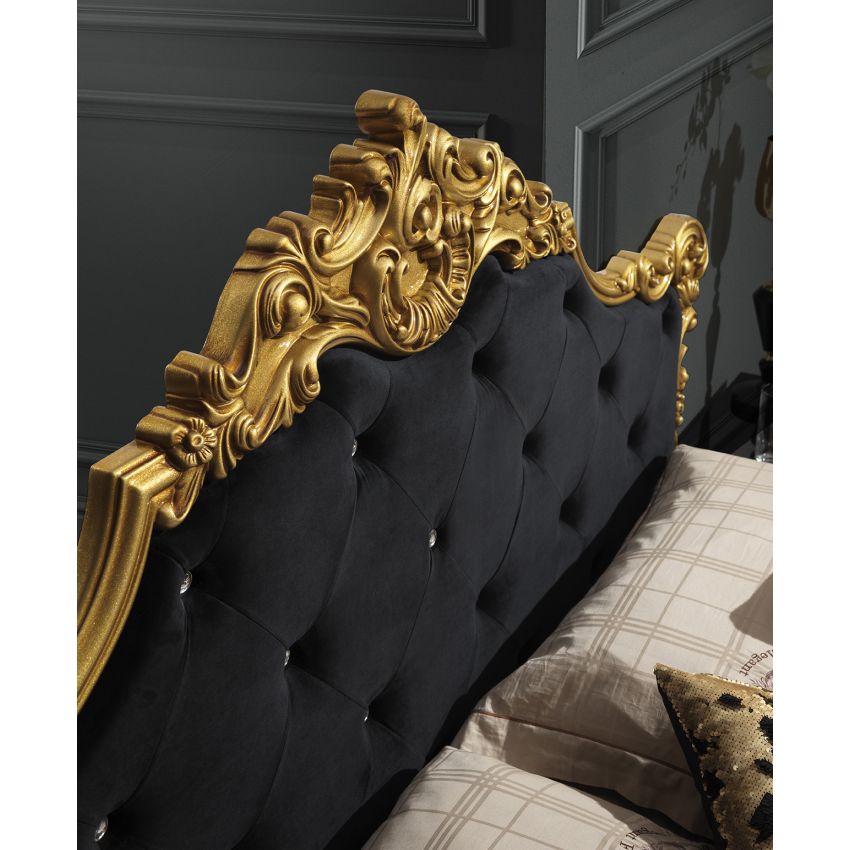 Dormitor Anette, 160x200 cm, 6a, negru/auriu