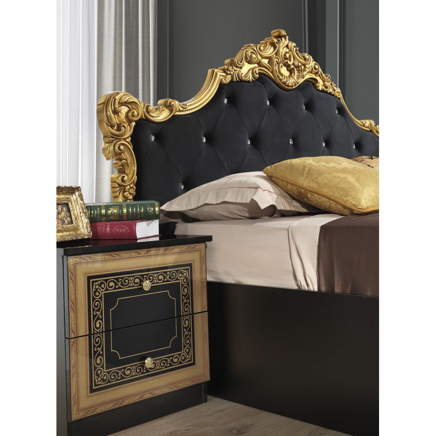Dormitor Anette, 160x200 cm, 6a, negru/auriu