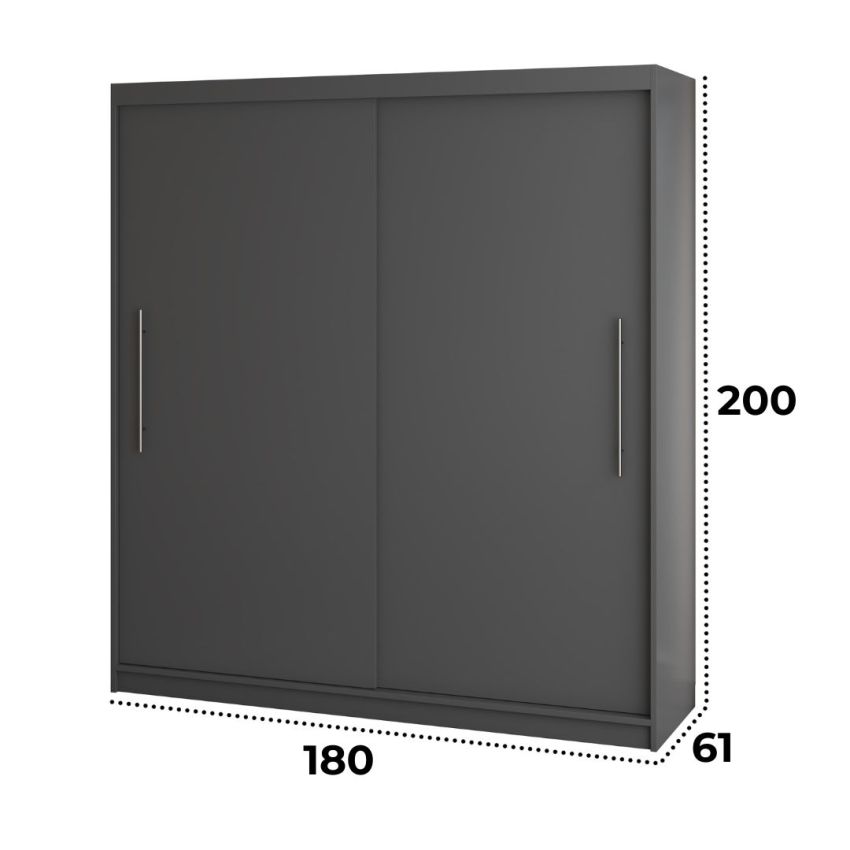 Dressing Radu fara oglinda, 180x200x61 cm, gri antracit