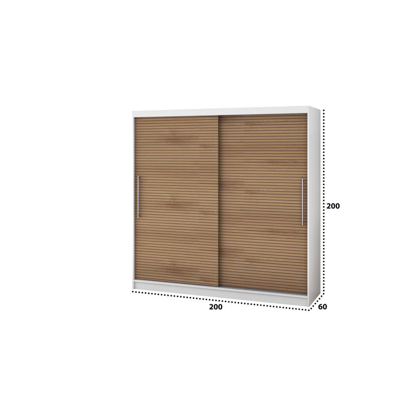 Dressing Rafi, 200x200x60 cm, alb/stejar