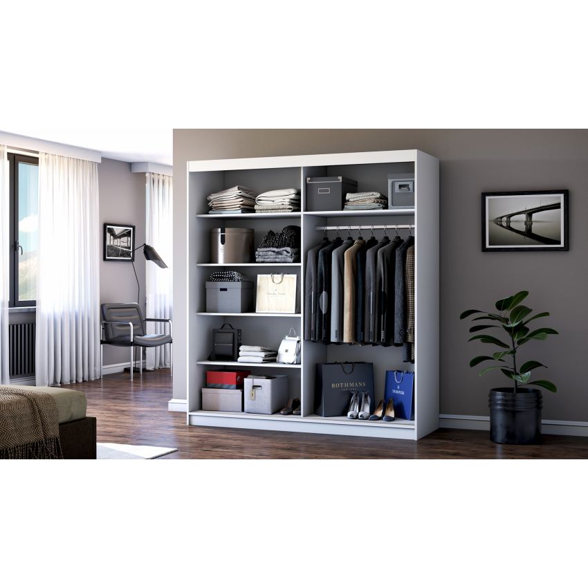 Dressing Radu cu oglinda, 180x200x61 cm, gri antracit
