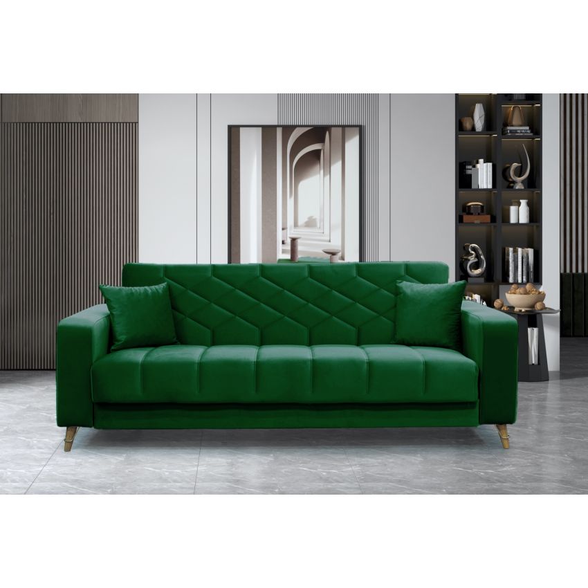 Canapea 3 locuri extensibila Melisa, verde