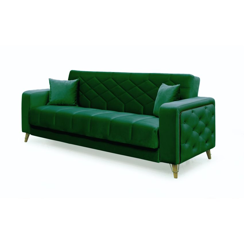 Canapea 3 locuri extensibila Melisa, verde