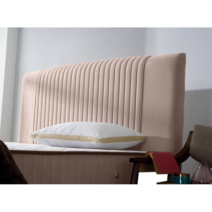 Pat Melia cu saltea 180x200 , tapitat, culoare cappucino