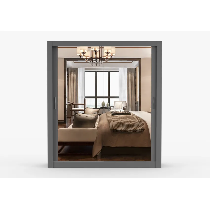 Dressing Milan, cu oglinda, 180x215x64 cm, gri